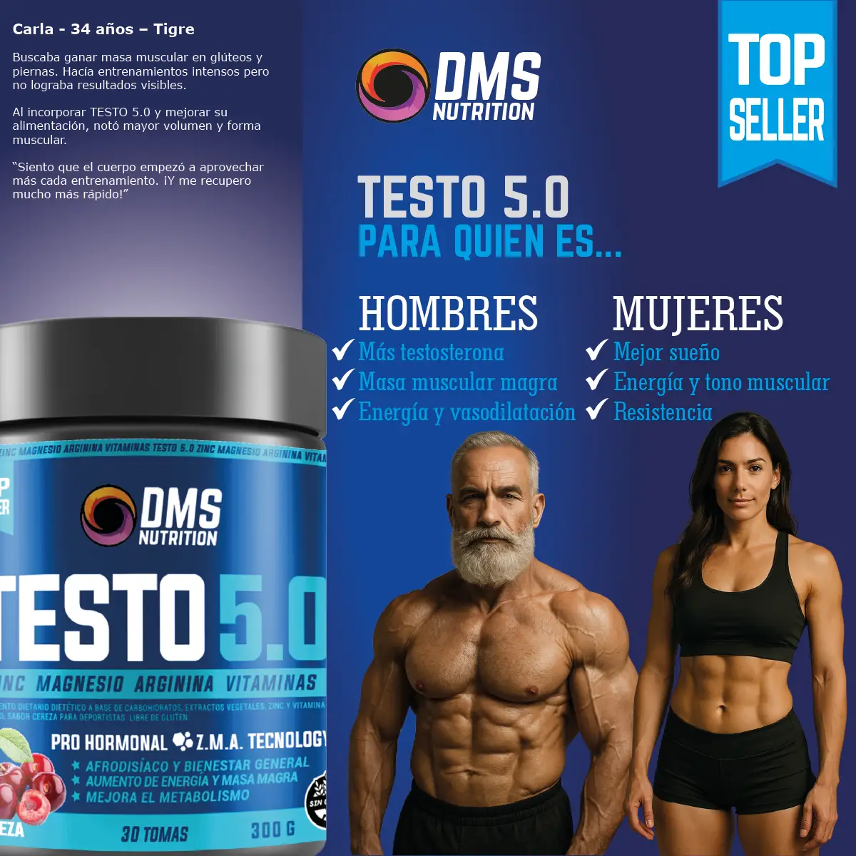 Testo 5 DMS Nutrition es para hombres y mujeres