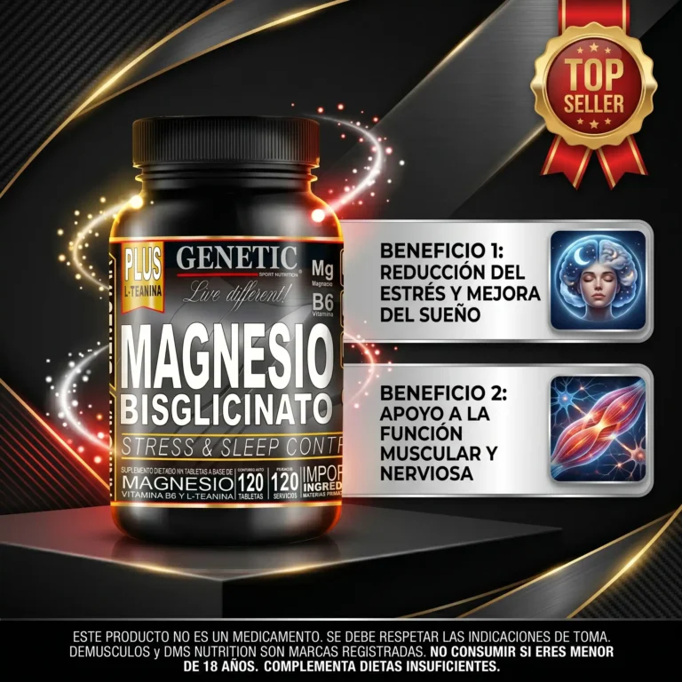 Magnesio Bisglicinato Genetic, tabletas practicas para llevar