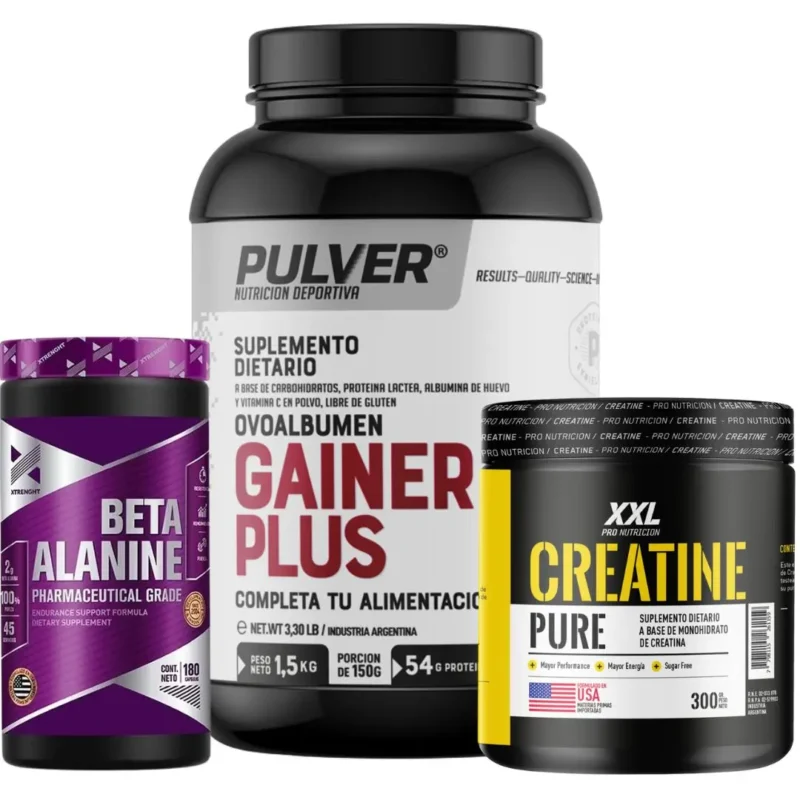 Beta Alanina Xtrenght + Gainer Plus de Pulver + Creatina 300 grs XXL