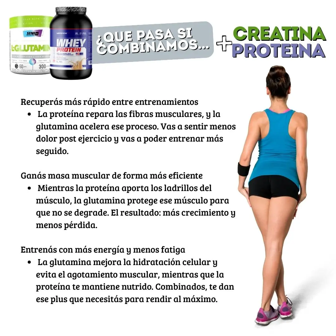 Combo Gimnasio 1: Glutamina + Whey Protein 2 lbs Mervick