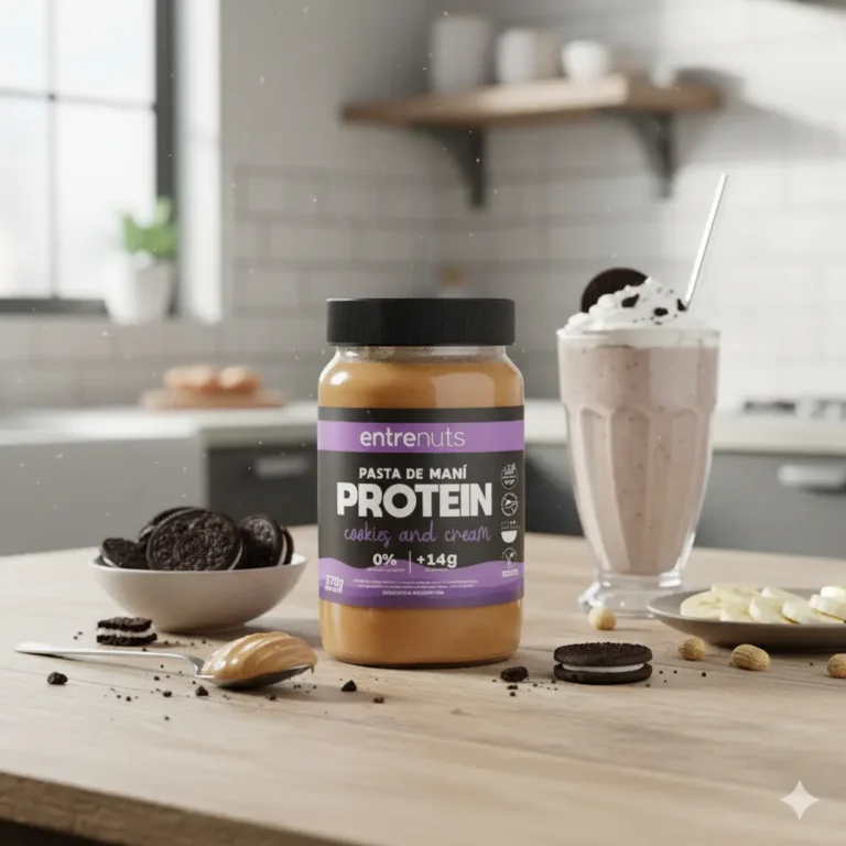 Pasta de Maní Protein Cookies and Cream 370 g de Entrenuts, detalle del producto