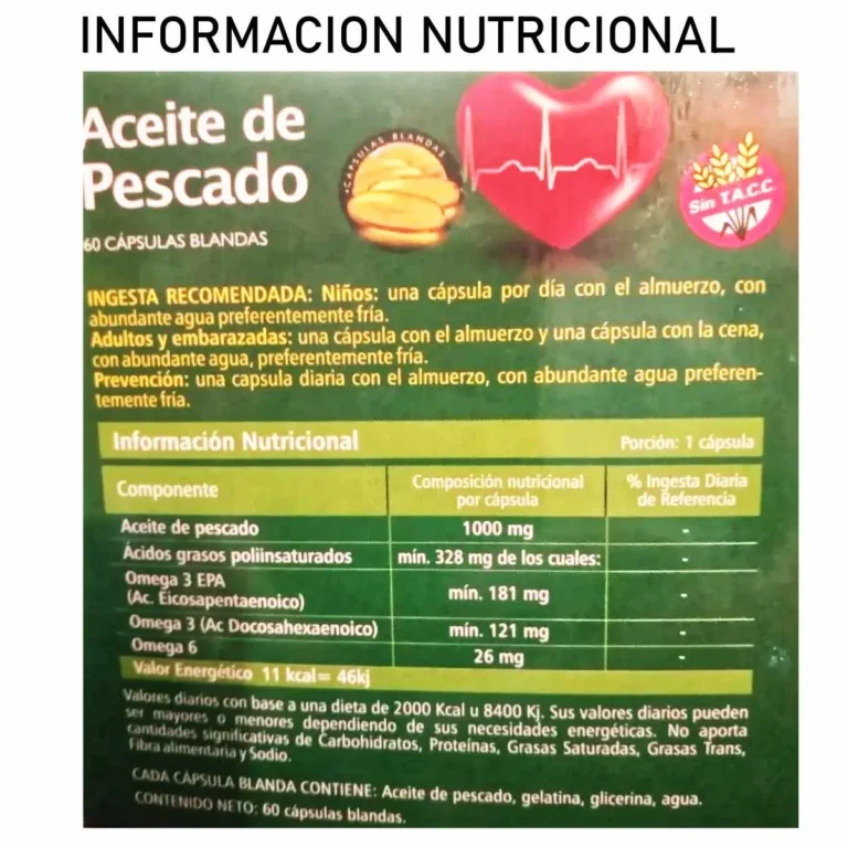 Información nutricional del Aceite de Pescado de Geonat