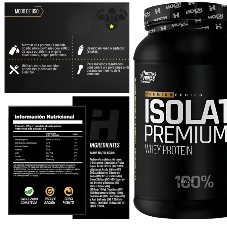Whey Protein Premium Isolate 2 lbs de Hoch Sport, información del producto
