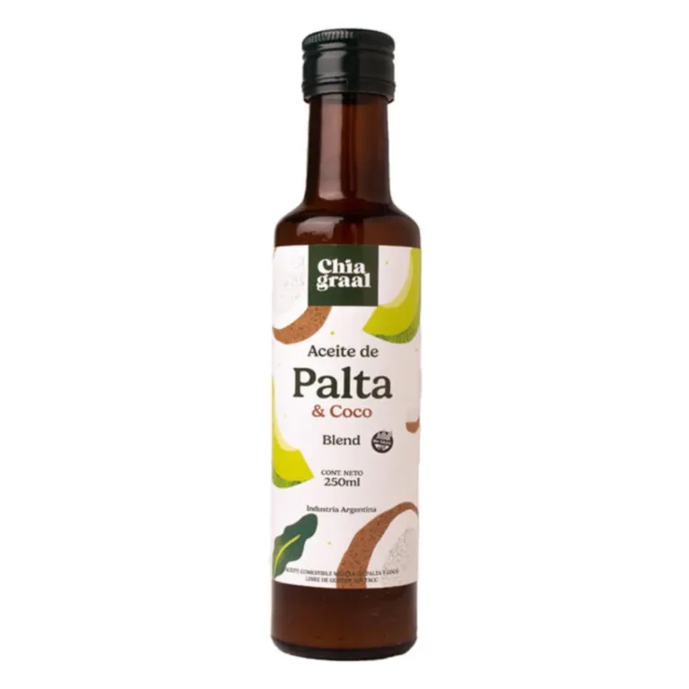 Aceite de Palta y Coco Blend 250 ml de Chia Graal, envase