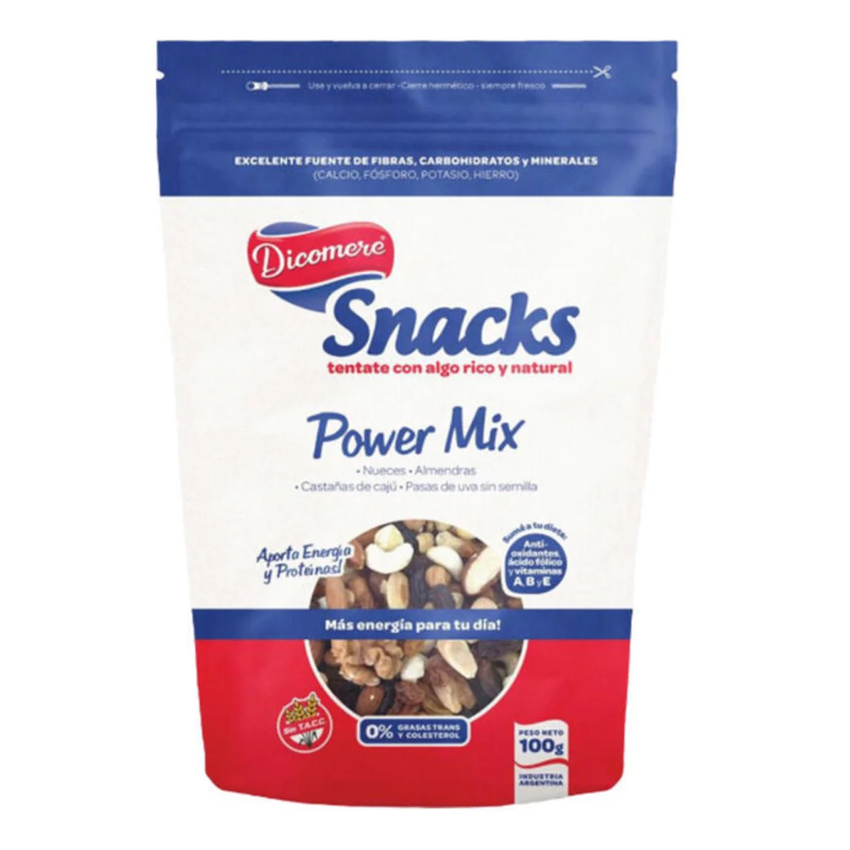 Power Mix (Nueces, Almendras, Caju, Pasas) x 200g Dicomere