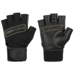 Guante de cuero con muñequera | Negro | Con Abrojo