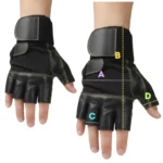 Guante de cuero con muñequera | Negro | Con Abrojo