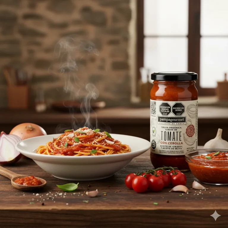 Salsa de Tomate Orgánica con Cebolla 330 g de Pampa Gourmet, detalle del producto