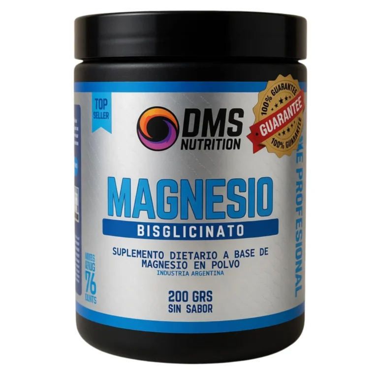 Magnesio Bisglicinato de DMS Nutrition, pote de 200 gramos