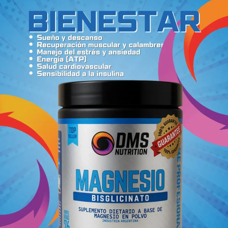 Magnesio Bisglicinato de DMS Nutrition, envase de 200 gramos en polvo