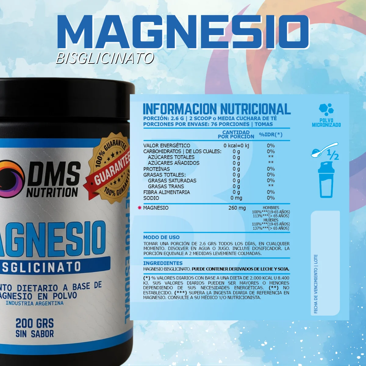 Magnesio Bisglciinato de DMS Nutrition