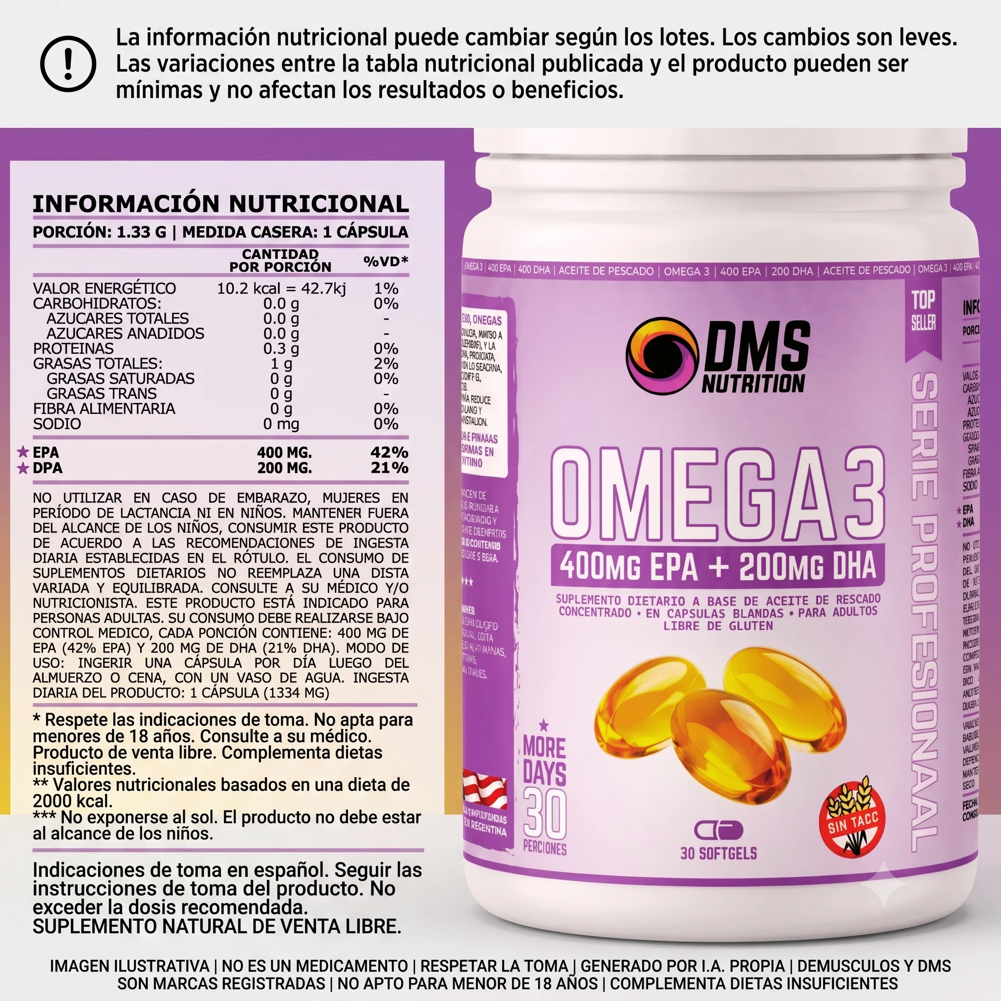 Omega 3 DMS Nutrition x30